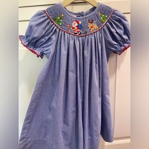 24 months Girls Smocked Christmas Dress, Petit Bebe